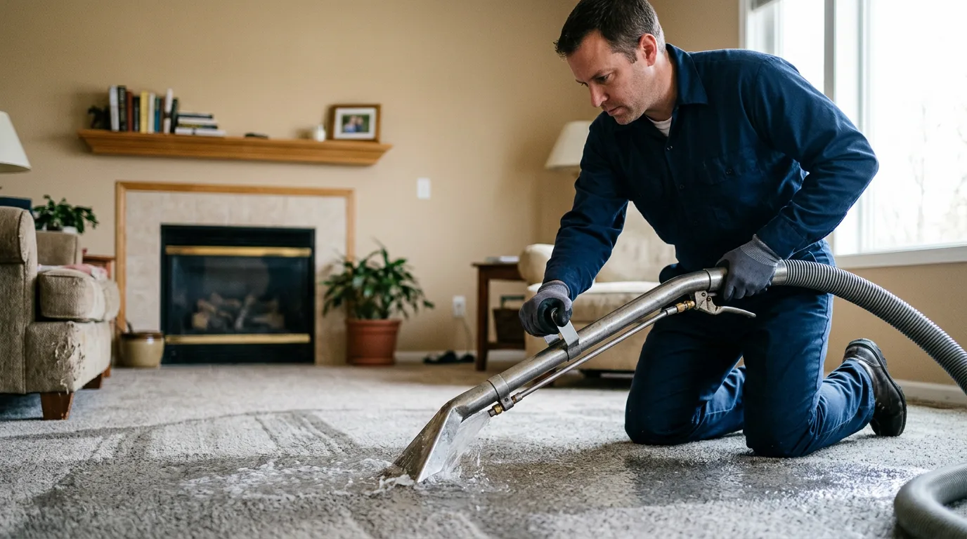 Water damage restoration technician working near Ascutney, VT